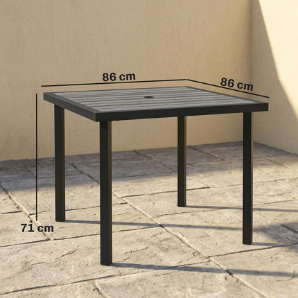 Square Garden Dining Table with 54mm Parasol Hole - Light Grey