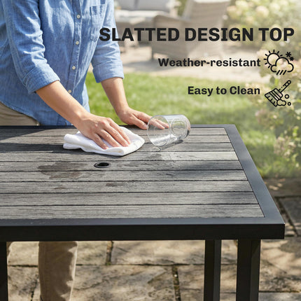 Square Garden Dining Table with 54mm Parasol Hole - Light Grey