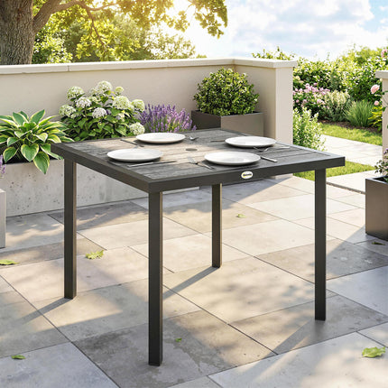 Square Garden Dining Table with 54mm Parasol Hole - Light Grey