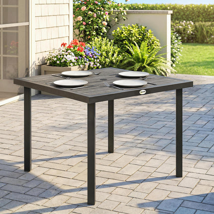 Square Garden Dining Table with 54mm Parasol Hole - Light Grey