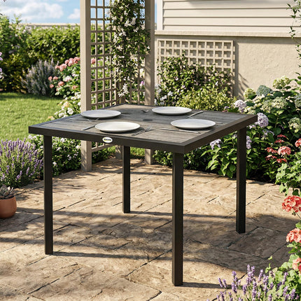 Square Garden Dining Table with 54mm Parasol Hole - Light Grey