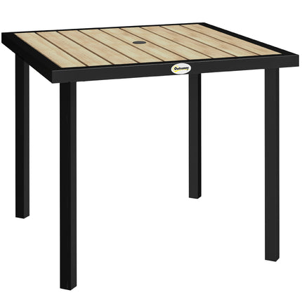 4 Seater Square Garden Dining Table with Parasol Hole 54mm - Brown