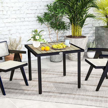 4 Seater Square Garden Dining Table with Parasol Hole 54mm - Brown