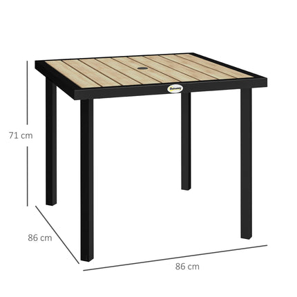 4 Seater Square Garden Dining Table with Parasol Hole 54mm - Brown