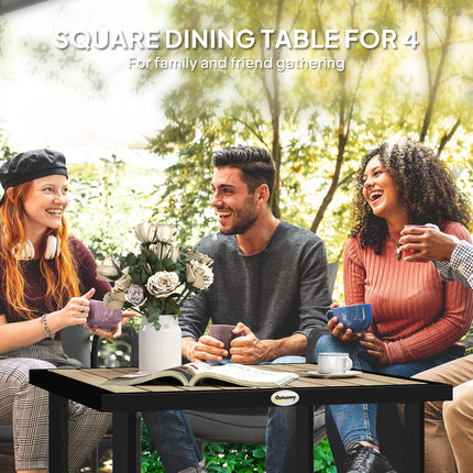 4 Seater Square Garden Dining Table with Parasol Hole 54mm - Brown