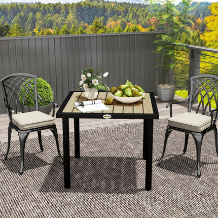 4 Seater Square Garden Dining Table with Parasol Hole 54mm - Brown