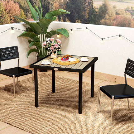 4 Seater Square Garden Dining Table with Parasol Hole 54mm - Brown