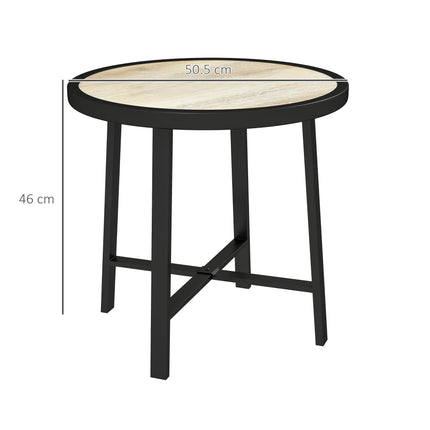 Round Small Garden Table, 50.5cm Outdoor Side Table with SPC Tabletop, Metal Fra