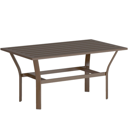 Rectangular Metal Garden Coffee Table with Slatted Top 91.5x55x45cm - Brown