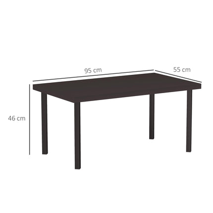Metal Garden Coffee Table, Rectangular Outdoor Side Table with Woodgrain Tableto