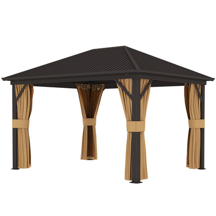 3.6 x 3 Metre Aluminium Frame Hardtop Gazebo with Curtains - Grey