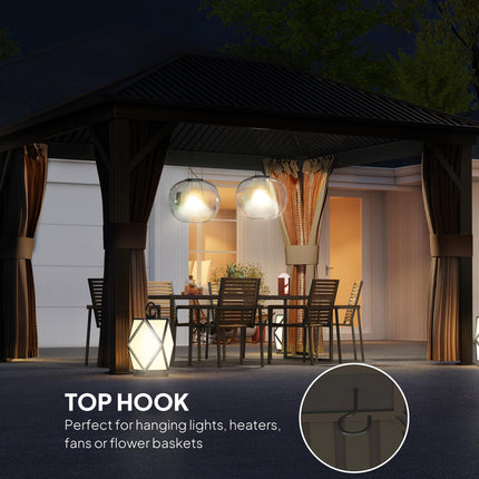 3.6 x 3 Metre Aluminium Frame Hardtop Gazebo with Curtains - Grey