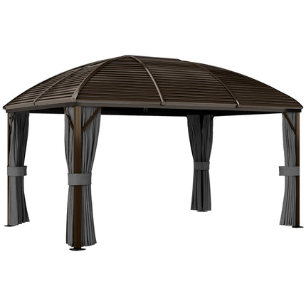 3 x 4m Hardtop Gazebo with Metal Roof, Netting & Curtains Aluminium Pavilion - Dark Grey