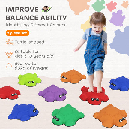 9 PCS Balance Stepping Stones with Non-slip Edges for Kids 3-8 Years - Multicoloured