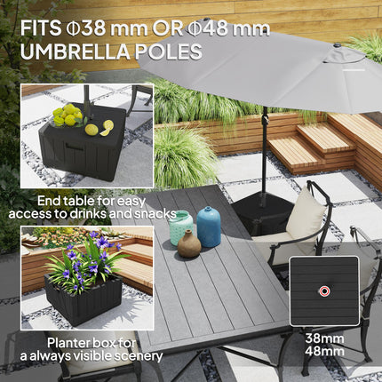 Garden Parasol Base for 38 & 48mm Poles with Wheels and Handles, 80kg Sand or 50kg Water Fill - Black