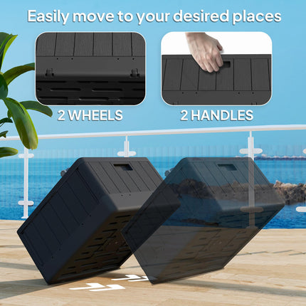 Garden Parasol Base for 38 & 48mm Poles with Wheels and Handles, 80kg Sand or 50kg Water Fill - Black