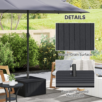 Garden Parasol Base for 38 & 48mm Poles with Wheels and Handles, 80kg Sand or 50kg Water Fill - Black
