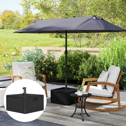 Garden Parasol Base for 38 & 48mm Poles with Wheels and Handles, 80kg Sand or 50kg Water Fill - Black