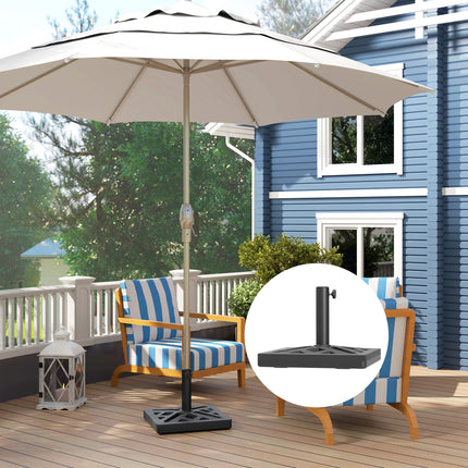 15kg HDPE Garden Parasol Base with Cut-Out Design - Black