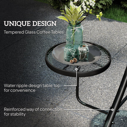 Three-Seater Garden Swing, with Adjustable Canopy - Black/Grey