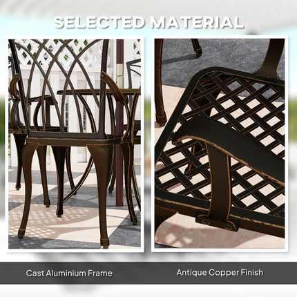 5 Piece Cast Aluminium Garden Dining Set with Parasol Hole - Bronze Tone