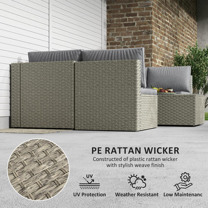 7 Piece Rattan Garden Furniture Set with Cushions and Glass Table - Light Brown