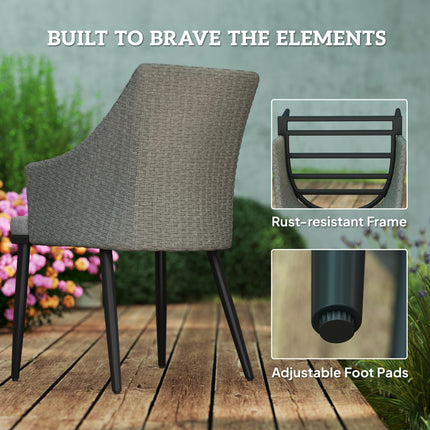 6 Seater Rattan Dining Set with Cushions, Garden Furniture Set with Armchairs, R