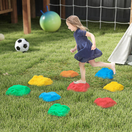 Balance Stepping Stones for Kids Ages 3-8 with Non-Slip Bottom, Indoor Outdoor Obstacle Course - Multicoloured
