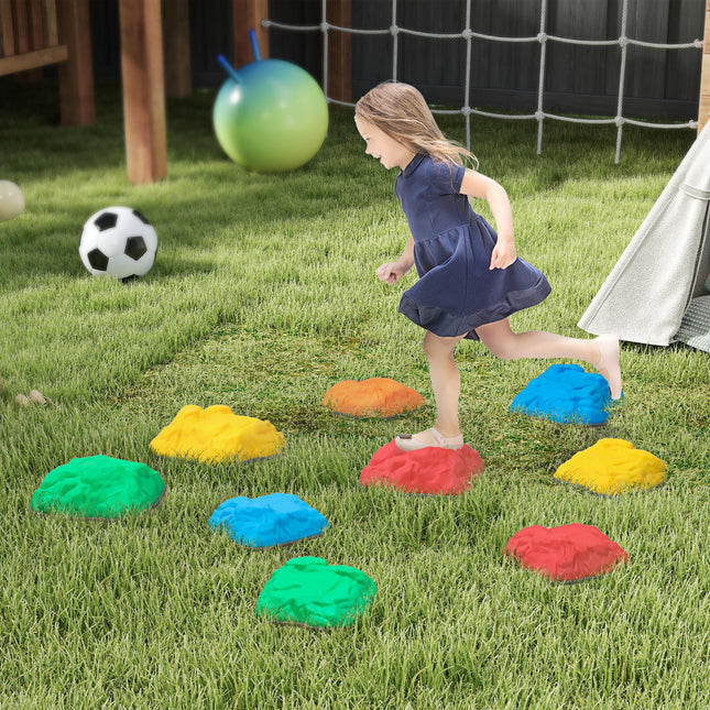 Balance Stepping Stones for Kids Ages 3-8 with Non-Slip Bottom, Indoor Outdoor Obstacle Course - Multicoloured