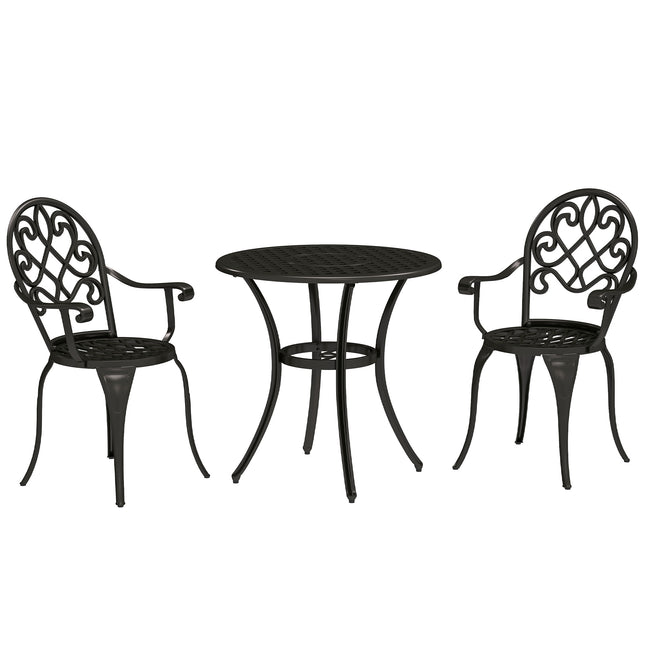Three-Piece Aluminium Garden Set with Table and Chairs - Black