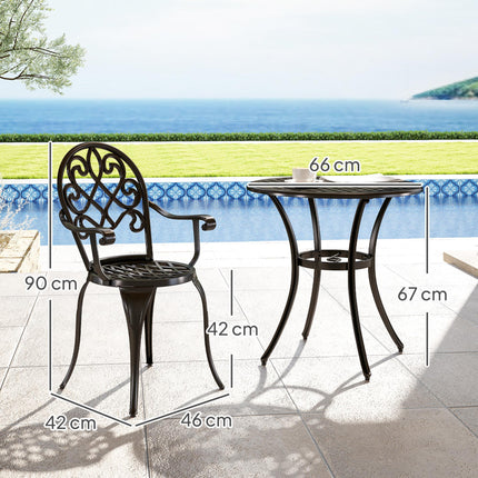 Three-Piece Aluminium Garden Set with Table and Chairs - Black