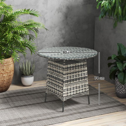 Wicker Rattan Garden Coffee Table with Umbrella Hole 80cm - Grey
