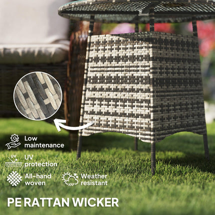 Wicker Rattan Garden Coffee Table with Umbrella Hole 80cm - Grey