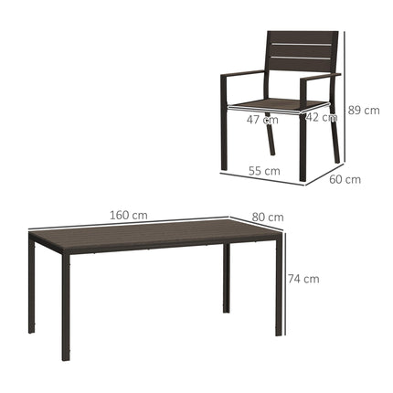 Seven-Piece Outdoor Dining Set - Brown