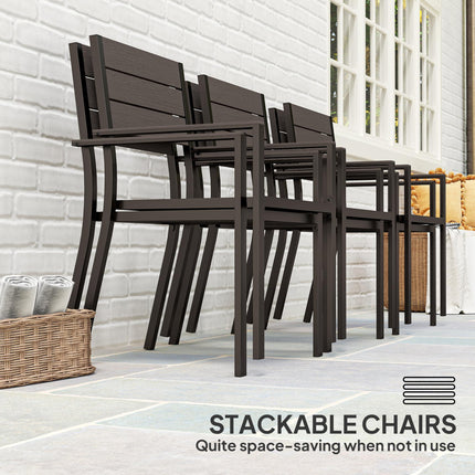 Seven-Piece Outdoor Dining Set - Brown