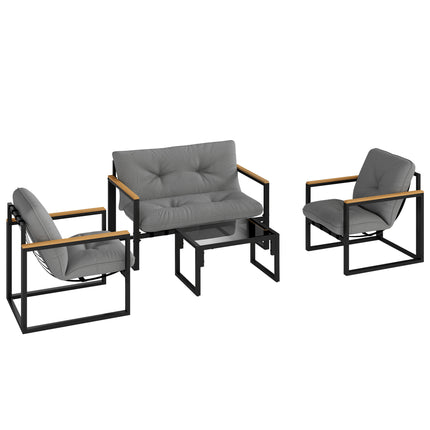 Garden Furniture Set, 4 Piece Indoor Outdoor Conservatory with Loveseat Sofa, Ar