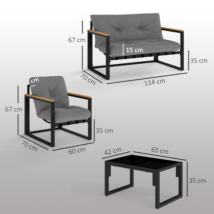 Garden Furniture Set, 4 Piece Indoor Outdoor Conservatory with Loveseat Sofa, Ar