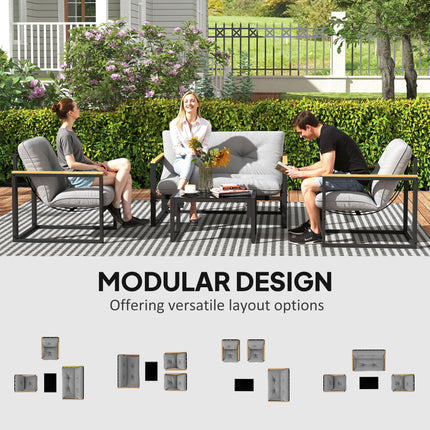 Garden Furniture Set, 4 Piece Indoor Outdoor Conservatory with Loveseat Sofa, Ar