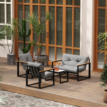 Garden Furniture Set, 4 Piece Indoor Outdoor Conservatory with Loveseat Sofa, Ar