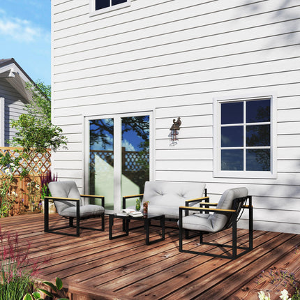 Garden Furniture Set, 4 Piece Indoor Outdoor Conservatory with Loveseat Sofa, Ar