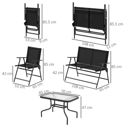 Four-Piece Metal Garden Sofa Set - Black