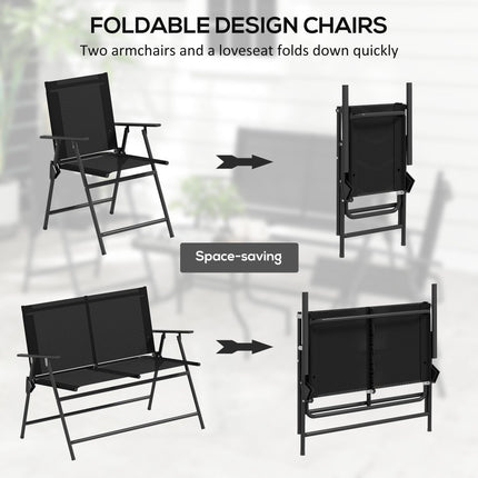 Four-Piece Metal Garden Sofa Set - Black