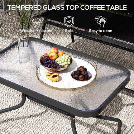 Four-Piece Metal Garden Sofa Set - Black
