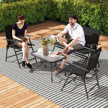 Four-Piece Metal Garden Sofa Set - Black