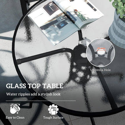Five-Piece Steel Patio Set with Glass-Top Table - Dark Grey