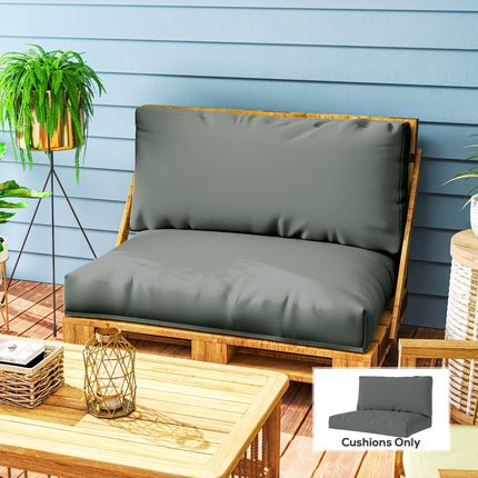 2 Seater Outdoor Pallet Furniture Cushions 20cm Thick UPF20+ 220gsm Fabric - Charcoal Grey