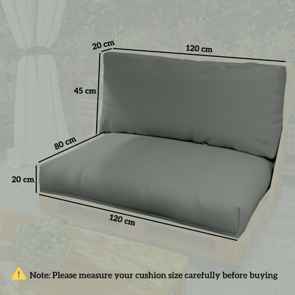 2 Seater Outdoor Pallet Furniture Cushions 20cm Thick UPF20+ 220gsm Fabric - Charcoal Grey