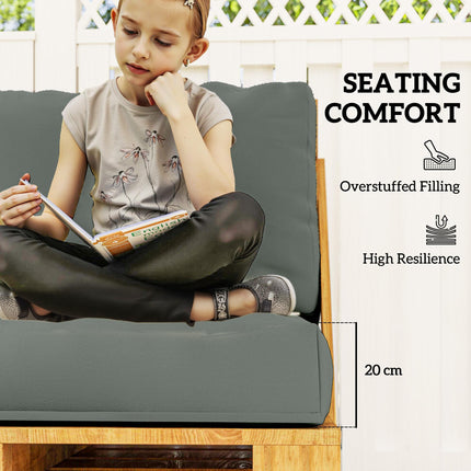 2 Seater Outdoor Pallet Furniture Cushions 20cm Thick UPF20+ 220gsm Fabric - Charcoal Grey
