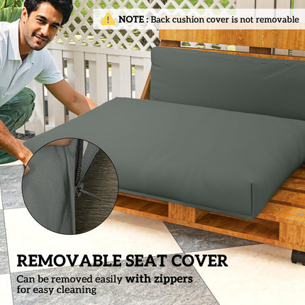 2 Seater Outdoor Pallet Furniture Cushions 20cm Thick UPF20+ 220gsm Fabric - Charcoal Grey