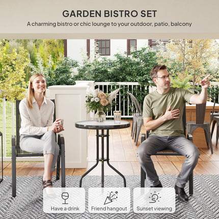 Three-Piece Outdoor Garden Set with Table and Chairs - Black